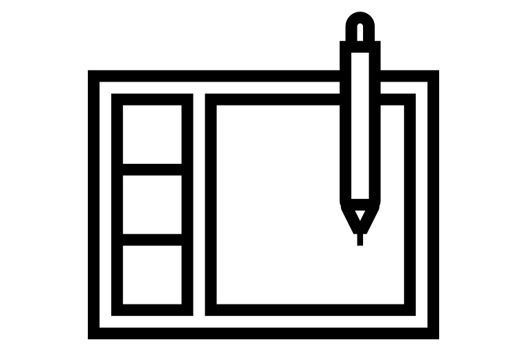 tablet icon with stylus